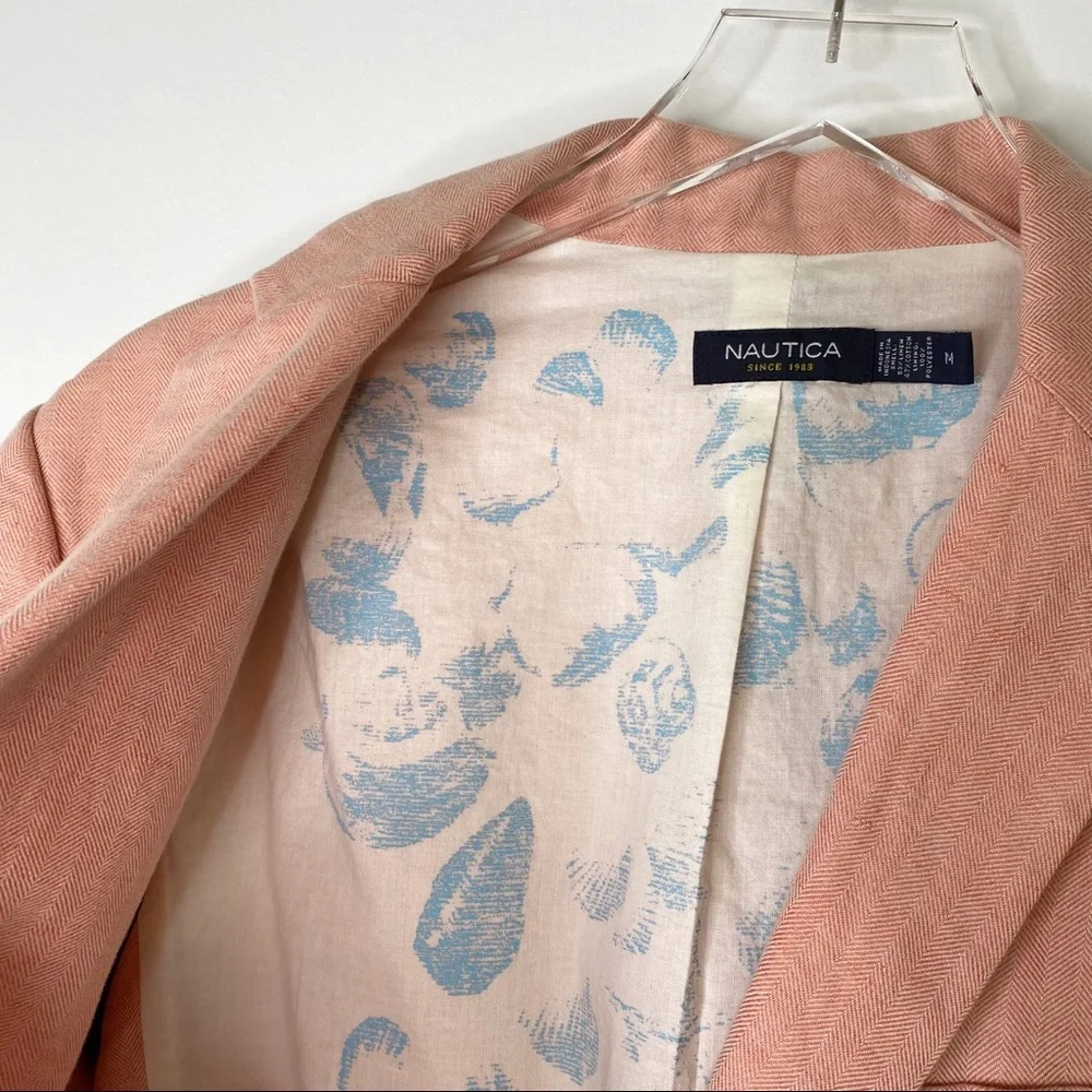 Nautical Linen Derby Sports Coat Blazer Coral Country Club Preppy Resort Medium - Picture 10 of 10